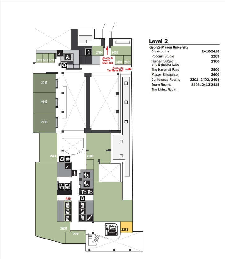 Second floor map of the FUSE building